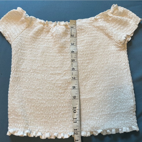 Brandy Melville “Charlene” White Smocked Ruffle Crop Top - Picture 9 of 10